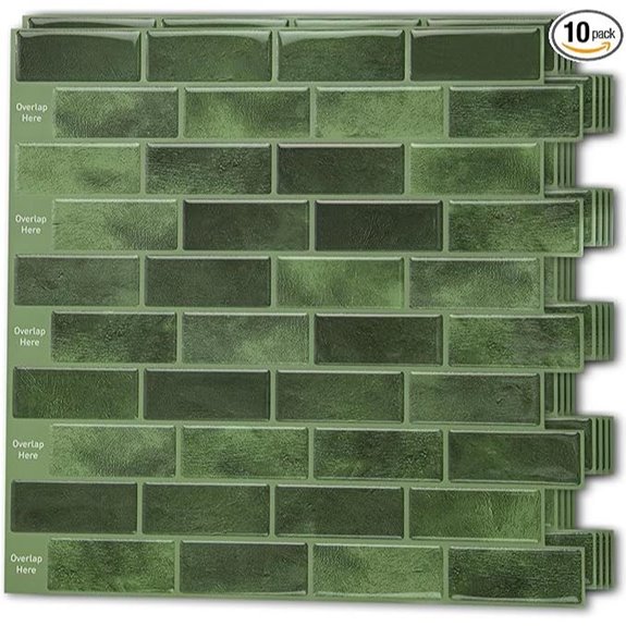 Art3d 10-Sheet Peel & Stick Backsplash Tiles Jade Green