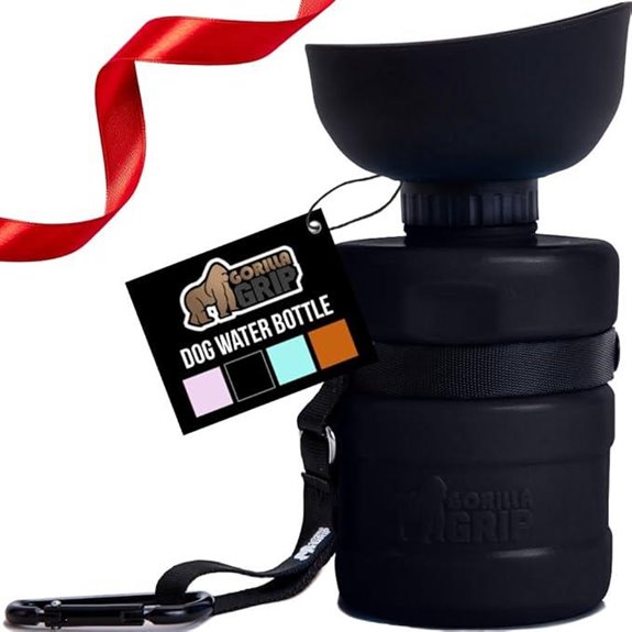 Gorilla Grip Portable Dog Water Bottle with Bowl
