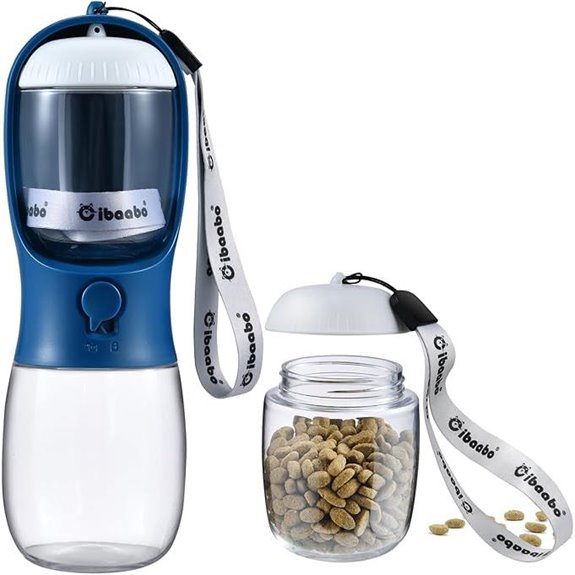 Dog Water Bottle with Food Container Travel Dispenser