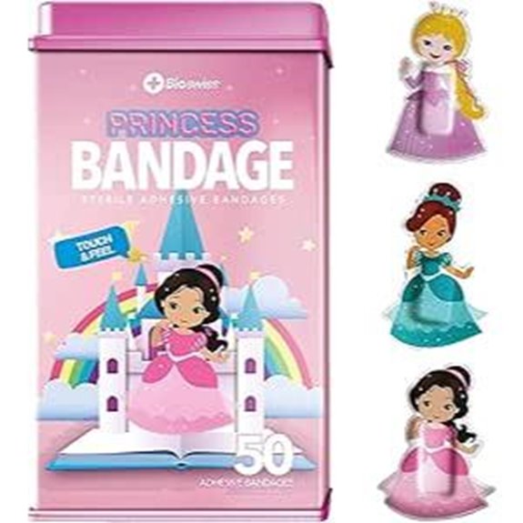 BioSwiss Kids Bandages – Princess Self-Adhesive Latex-Free 50 Count