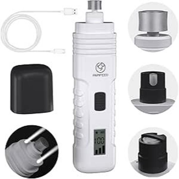 PAPIFEED 3-Speed Quiet Dog Nail Grinder (White)