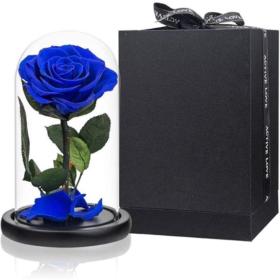 Royal Blue Preserved Roses in Glass Dome (Medium)