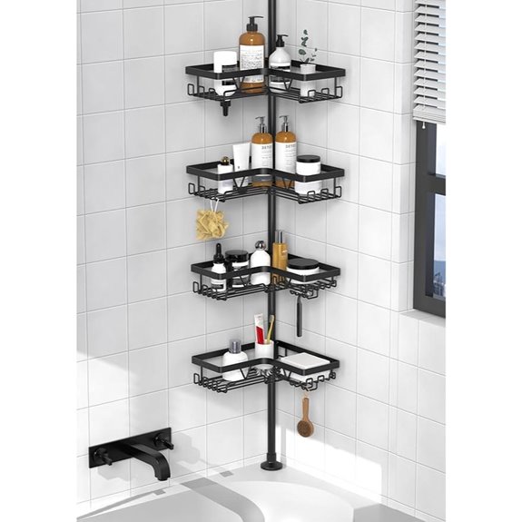 KEGII Corner Shower Caddy Tension Rod Organizer