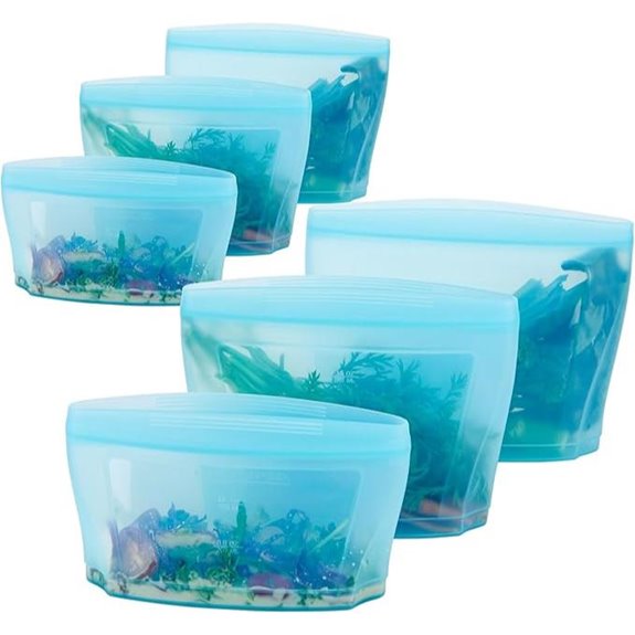 Reusable Silicone Food Storage Bags Stand-Up 6-Pack