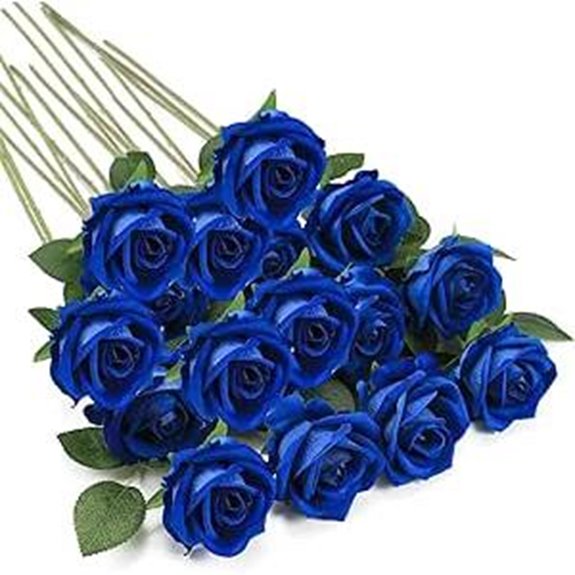 Royal Blue 16PCS Silk Roses Bouquet for Decor