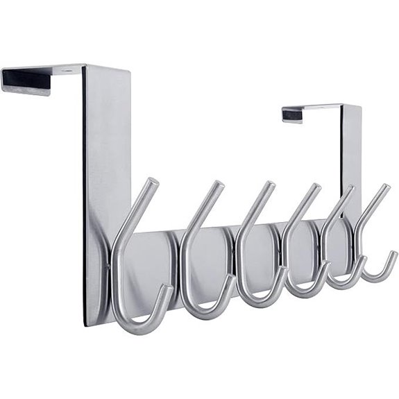 Over The Door Hook Hanger with 6 Hooks Silver