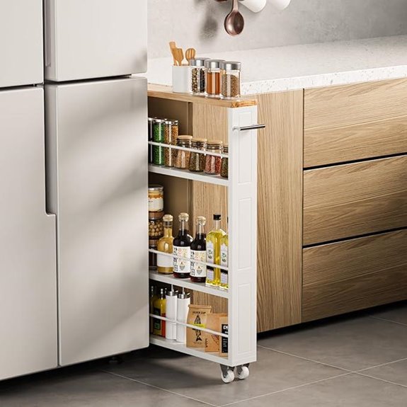 KLM 4-Tier White Slim Storage Cart with Handle