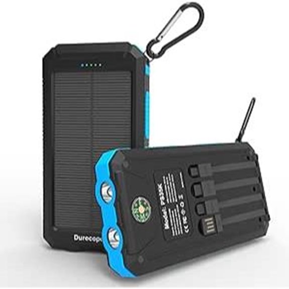 Solar Charger Power Bank 20,000mAh with Cables and USB-C