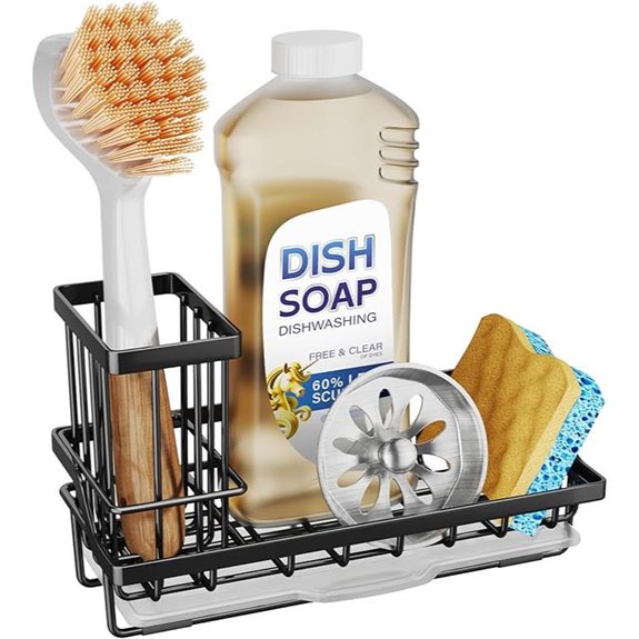 SWTYMIKI Sink Caddy with Sponge Holder Stainless Steel