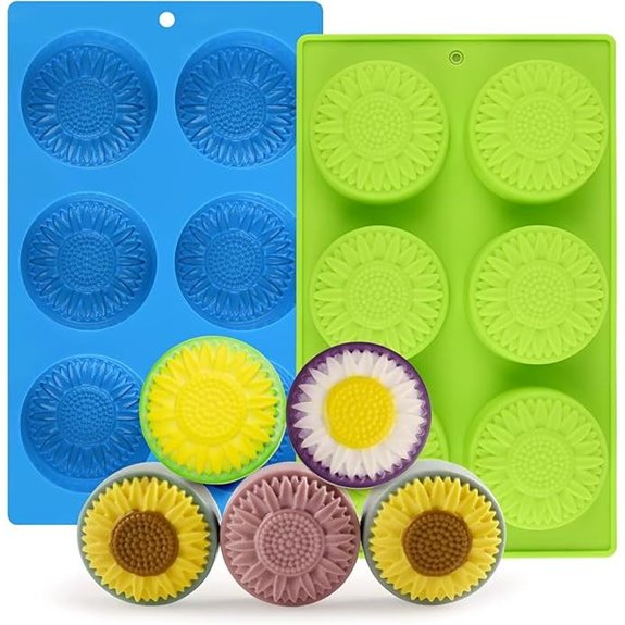 Actvty Round Sunflower Soap Molds: 2 Pack 6 Cavities