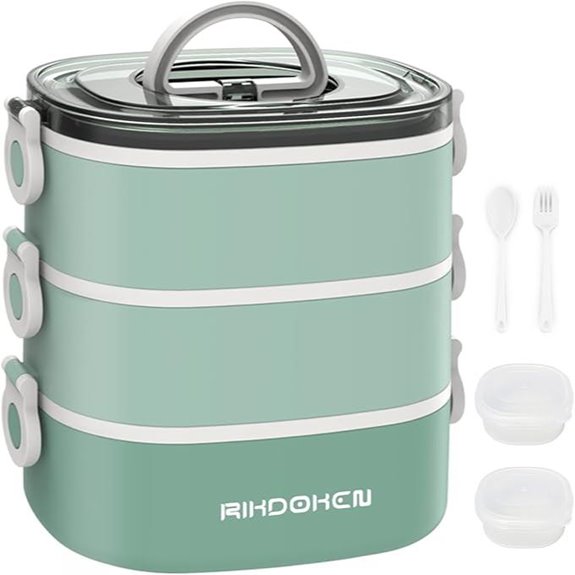 Stackable 3-Layer Bento Lunch Box with Utensils