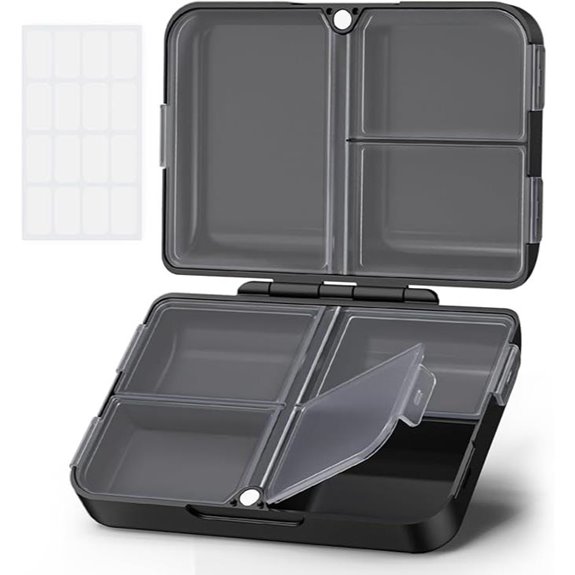AUVON Compact Travel Pill Organizer with Hinges