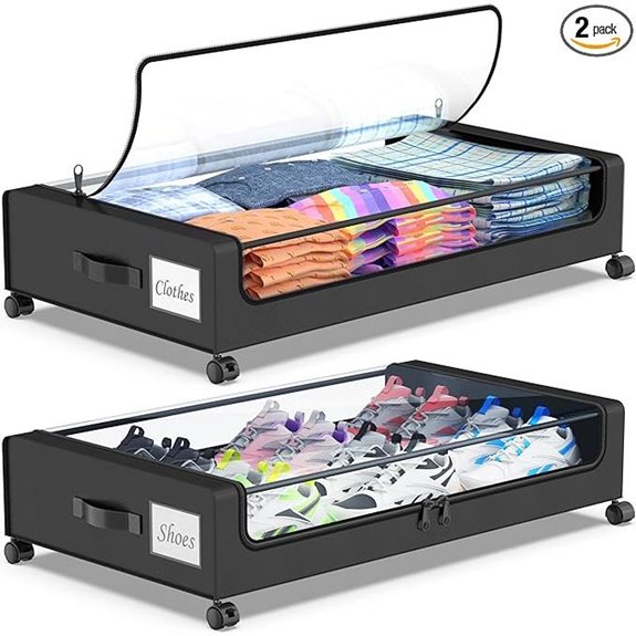 Beborxue 2-Pack Under Bed Rolling Storage Bin