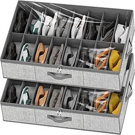 Homyfort Underbed Shoe Organizer (Grey) Set of 2