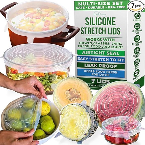 Reusable Silicone Stretch Lids - 7 Pack Universal Food Covers
