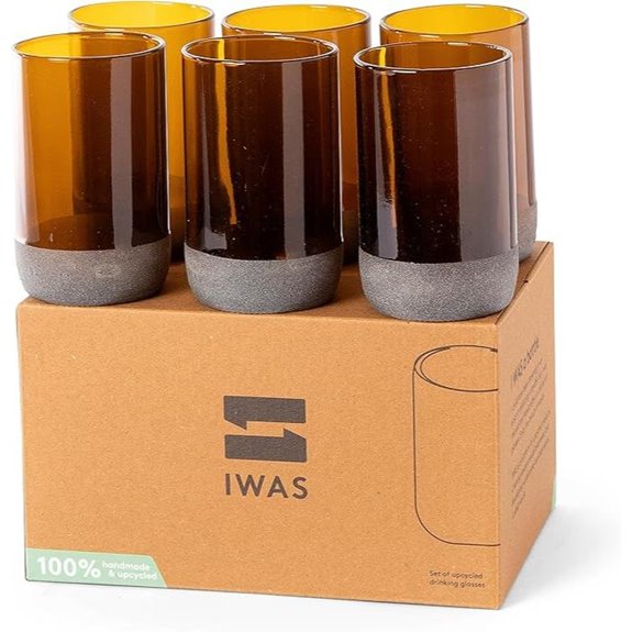 IWAS Upcycled Tall Auburn Glasses Set (6)
