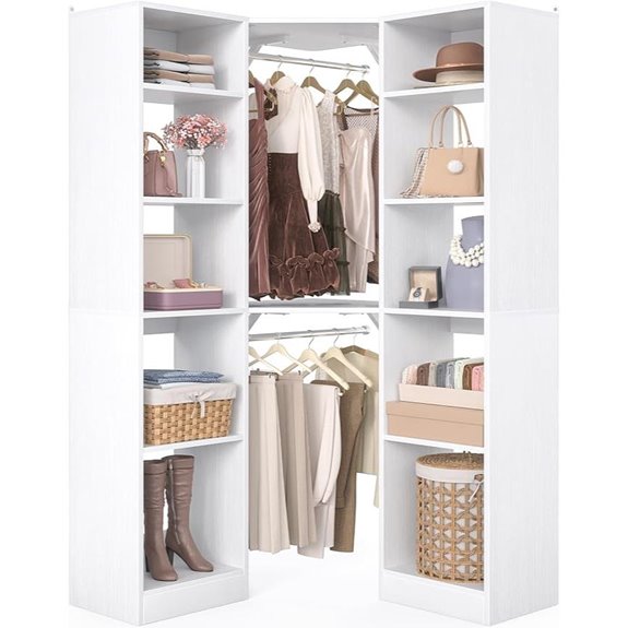 Corner Closet System with 12 Shelves and Rods White 39.2