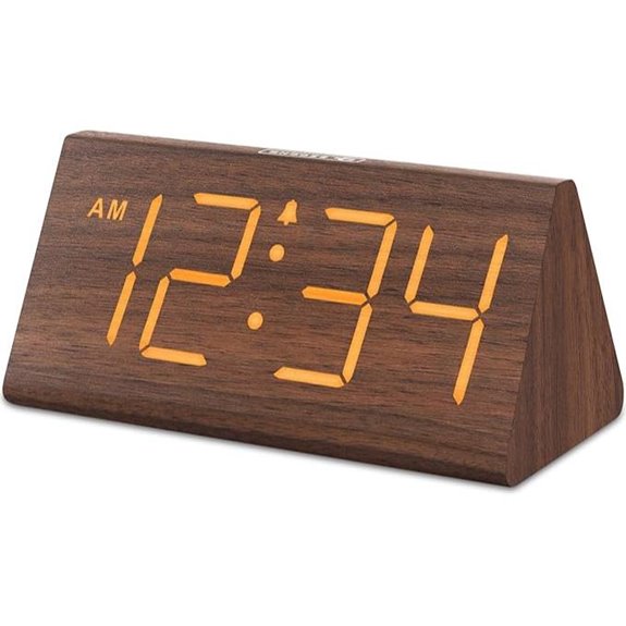 wooden digital alarm clock